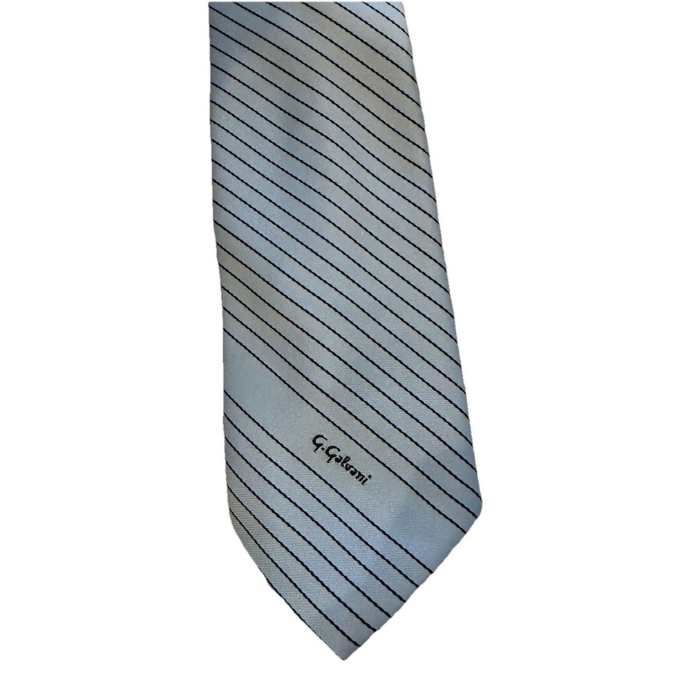 G.Galvani Mens Neck Tie 3" Wide 54" Long Blue Stripe Imported From Italy Vtg